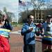 Organizer of the run, Jimmy Schneidewind, speaks to a group of runners after the run in honor of the Boston Marathon on Saturday, April 20. AnnArbor.com I Daniel Brenner